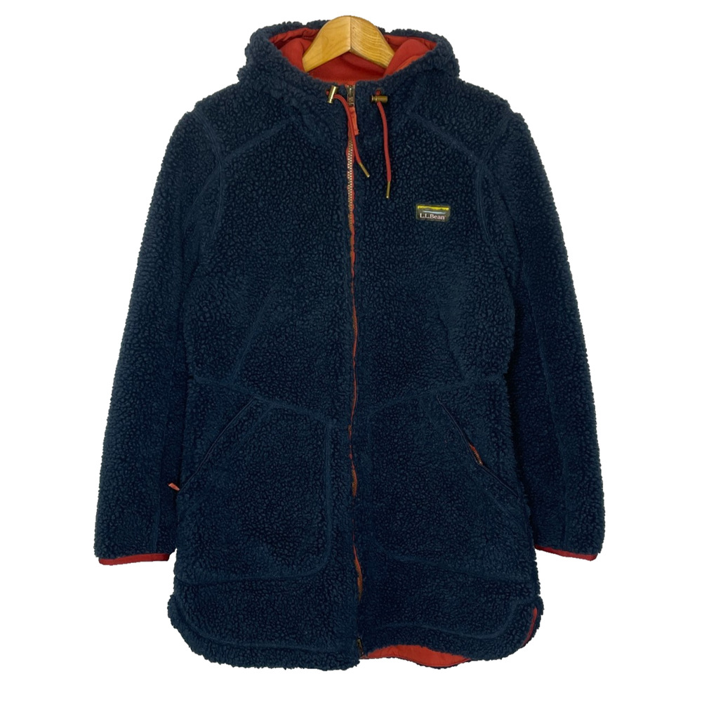 Women's Medium L.L.Bean Navy Blue Mountain Pile Full Zip Jacket